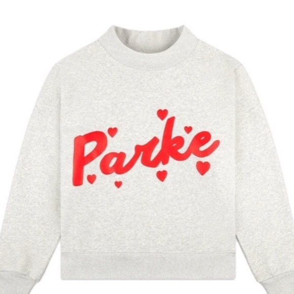 Gray Sweatshirt with Red 'Parke' Script and Hearts - Picture 4 of 5